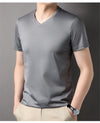 Elegant men's v-neck top in silk cotton blend