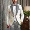 Luxury Men's Wedding Suit Set featuring an ivory blazer and burgundy pants, perfect for weddings and formal events.