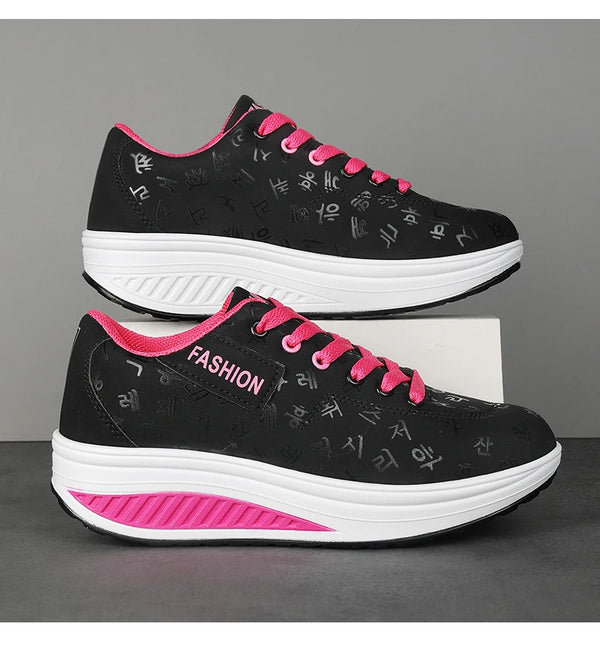 Women's chunky platform sneakers with stable wedge design