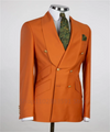 Elegant men's double-breasted blazer in cotton-polyester-wool blend, perfect for weddings and formal occasions. Slim fit desi