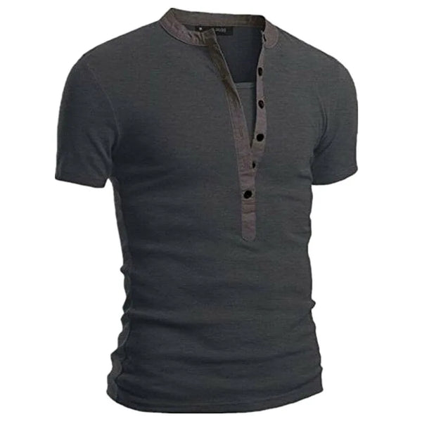 Slim Fit V-Neck Men's Casual Summer T-Shirt in breathable polyester, perfect for warm days and stylish casual occasions.