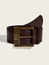 Vintage wide belt for women in black faux leather with metal buckle, perfect for casual or formal wear. Stylish accessory.