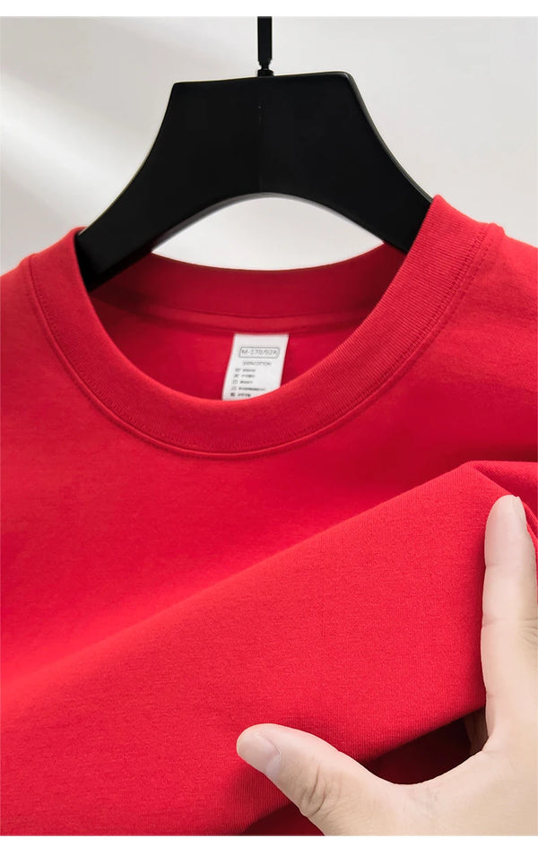 Classic O-neck cotton t-shirt in solid shade