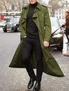 Men's Classic Long Trench Coat in polyester, perfect for autumn and winter, featuring a loose fit and single-breasted closure