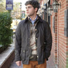 Waxed Cotton Moto Trench Coat with Corduroy Collar, stylish and durable, perfect for urban adventures and all-weather wear.