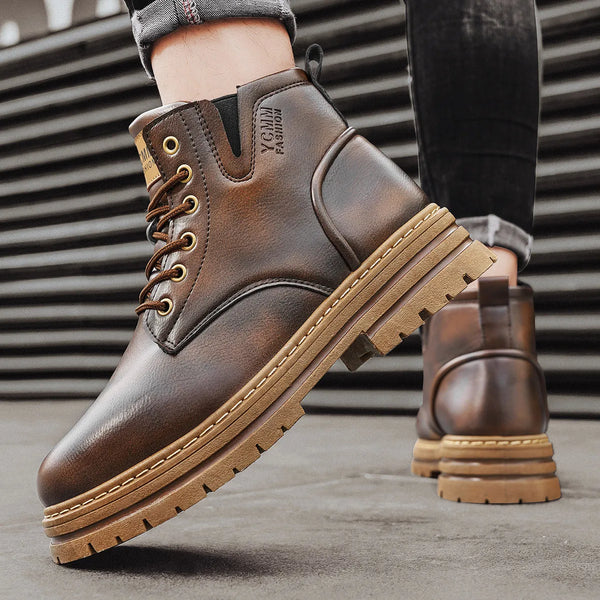 Urban Trailblazer Boots with a sleek black finish for understated elegance.