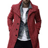 Chic plaid men's trench coat with single-breasted closure, perfect for cold weather and stylish daily wear. Available in size