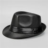 Unisex retro bowler hat styled with casual attire, demonstrating its versatility.