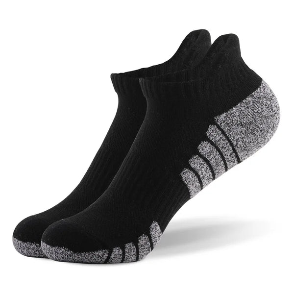 Low cut no-show socks in gray, featuring moisture-wicking fabric for cool, dry feet.