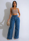 High-waist wide-leg denim jeans for women, featuring elastic waist, pockets, and Y2K streetwear style, perfect for casual wea