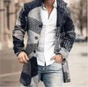 Stylish checkered men's trench coat for autumn and winter, featuring a turtleneck collar and single-breasted closure.