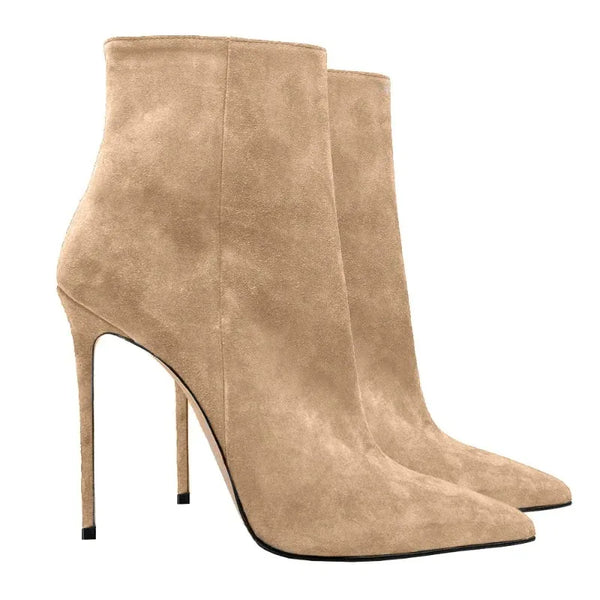 Designer mid-calf boots with a modern edge.