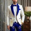 Luxury men's wedding suit set featuring ivory blazer and burgundy vest, perfect for formal events and custom tailored fit.