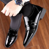 Side view of brown leather Oxford brogue shoes with cushioned EVA insole.