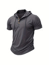 Slim Fit Hooded Men's Gym T-Shirt in quick-dry polyester, perfect for workouts and casual outings, stylish and breathable.