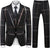 Elegant plaid 3-piece men's suit for formal occasions, featuring a single-breasted jacket and flat-front pants in premium pol