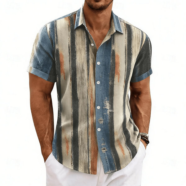 Vintage-inspired polyester poplin shirt with functional chest pocket and single-breasted closure