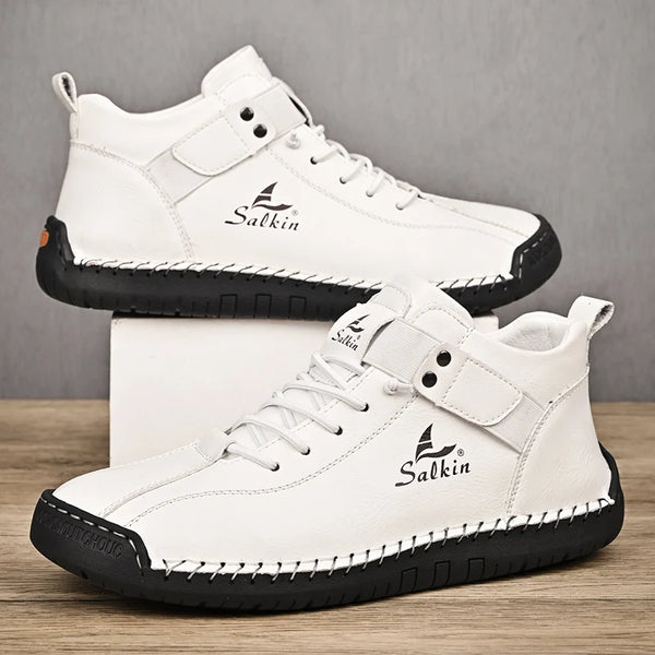 Handmade leather boots with superior traction rubber sole