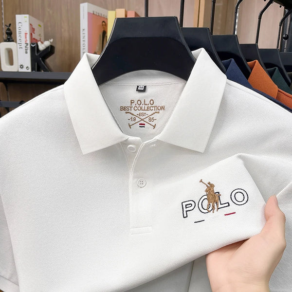 Breathable cotton polo with signature embroidered pony and easy care construction