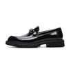 Sleek black Oxfords with a modern design for men's fashion.