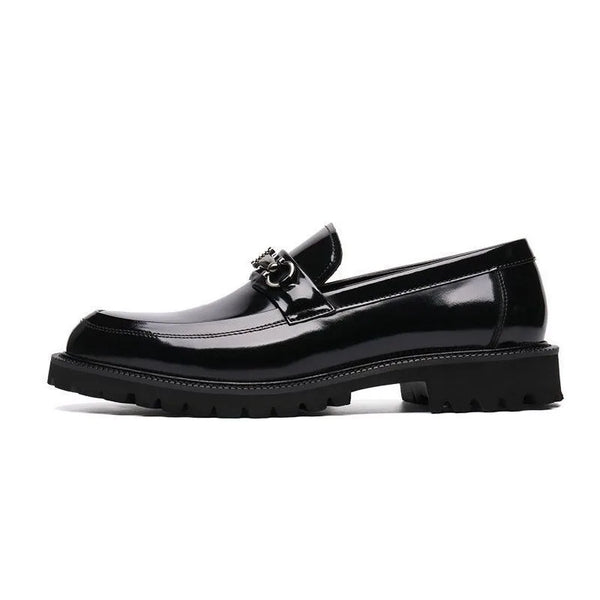 Sleek black Oxfords with a modern design for men's fashion.