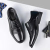 Men's black formal shoes featuring round toe design and secure lace closure
