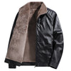 Back view of the men's faux leather fleece-lined biker jacket.