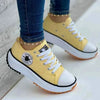 Women's breathable canvas platform sneakers with true-to-size lace-up fit