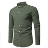 Stand collar men's shirt in pure cotton with versatile solid pattern for casual wear