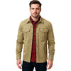 Men's Western Flannel-Lined Casual Jacket with metal buttons, multiple pockets, and soft flannel lining for warmth and style.