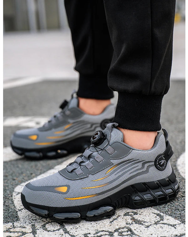 Work safety boots with steel guard protection and EVA insole for shock absorption