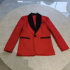 Detail of the luxurious polyester and rayon blend fabric used in the suit.