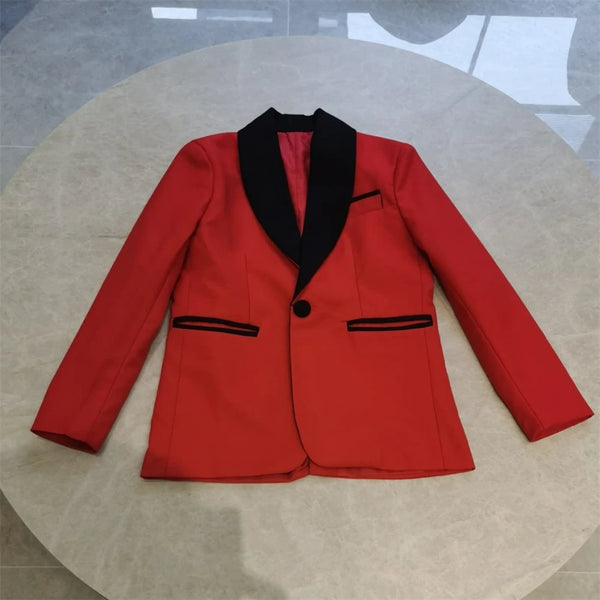Detail of the luxurious polyester and rayon blend fabric used in the suit.