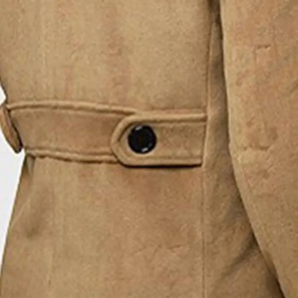 Classic double-breasted men's wool trench coat with turn-down collar, tailored fit, perfect for winter and professional wear.
