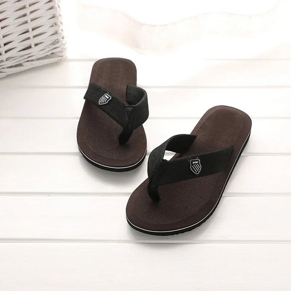 Non-slip men's footwear for wet pool decks and beaches