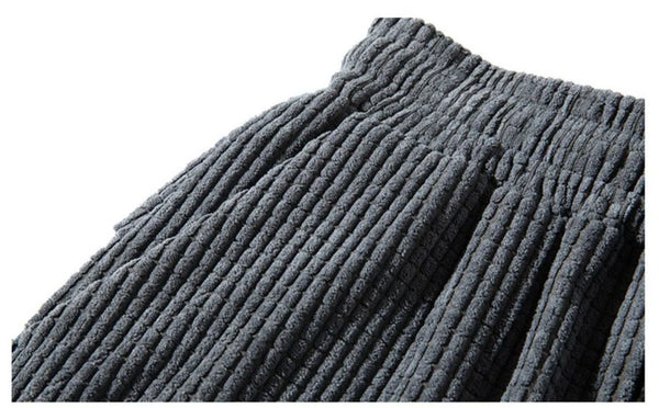 Back view of corduroy joggers showing elastic waistband and modern silhouette
