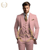 Elegant Men's 3-Piece Wedding Suit Set with notch lapel, slim fit jacket, vest, and trousers for formal events.