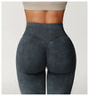 Chocolate brown seamless leggings for women, perfect for workouts.