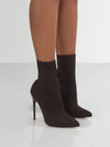 Stretchy knit sock boots with 8cm heel shown from multiple angles