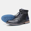 Men's zippered leather boots with low heel and breathable interior lining