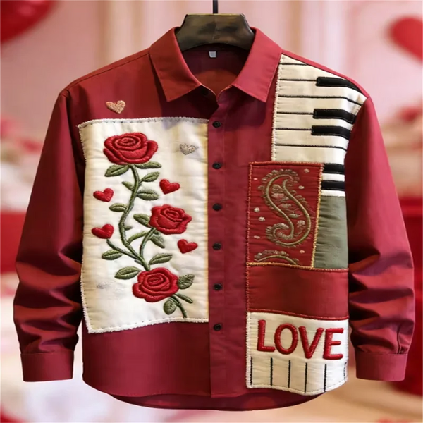 Men's casual shirt with vivid 3D mandala print and comfortable cotton-polyester construction