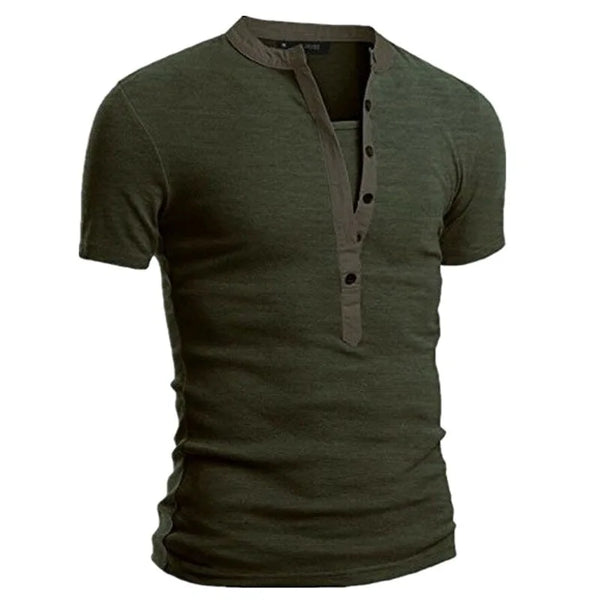 Slim Fit V-Neck Men's Casual Summer T-Shirt in breathable polyester, perfect for warm days and stylish casual occasions.