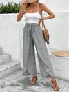 Floral wide-leg chiffon pants for women, ankle-length, elastic waist, perfect for summer fashion and casual chic outfits.