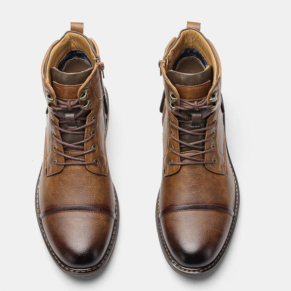 Men's Western-inspired boots with convenient zip and cushioned PU insole