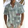 Spring summer Hawaiian shirt with turn-down collar and unique 3D printed plaid pattern