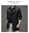 Classic men's long trench coat in lightweight polyester, perfect for spring and autumn business casual and stylish everyday w