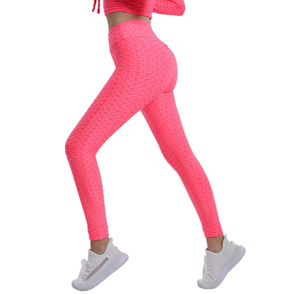 Close-up of waistband on high waist push-up yoga leggings in navy, emphasizing comfort and fit.