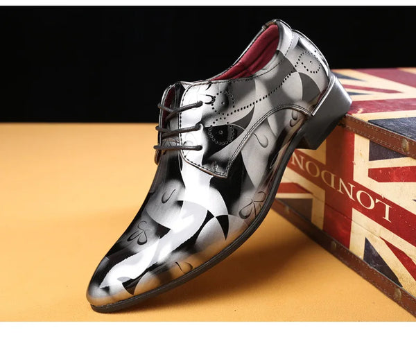 Chic floral print on men's Oxford dress shoes for a modern twist.