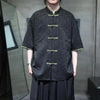 Men's Summer Beach Mandarin Collar Shirt with knot button detail, perfect for casual beach events and hot summer days.