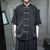 Men's Summer Beach Mandarin Collar Shirt with knot button detail, perfect for casual beach events and hot summer days.